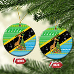 Tanzania Christmas Ceramic Ornament Giraffe Christmas Tree Snowflakes and Flag - African Pride