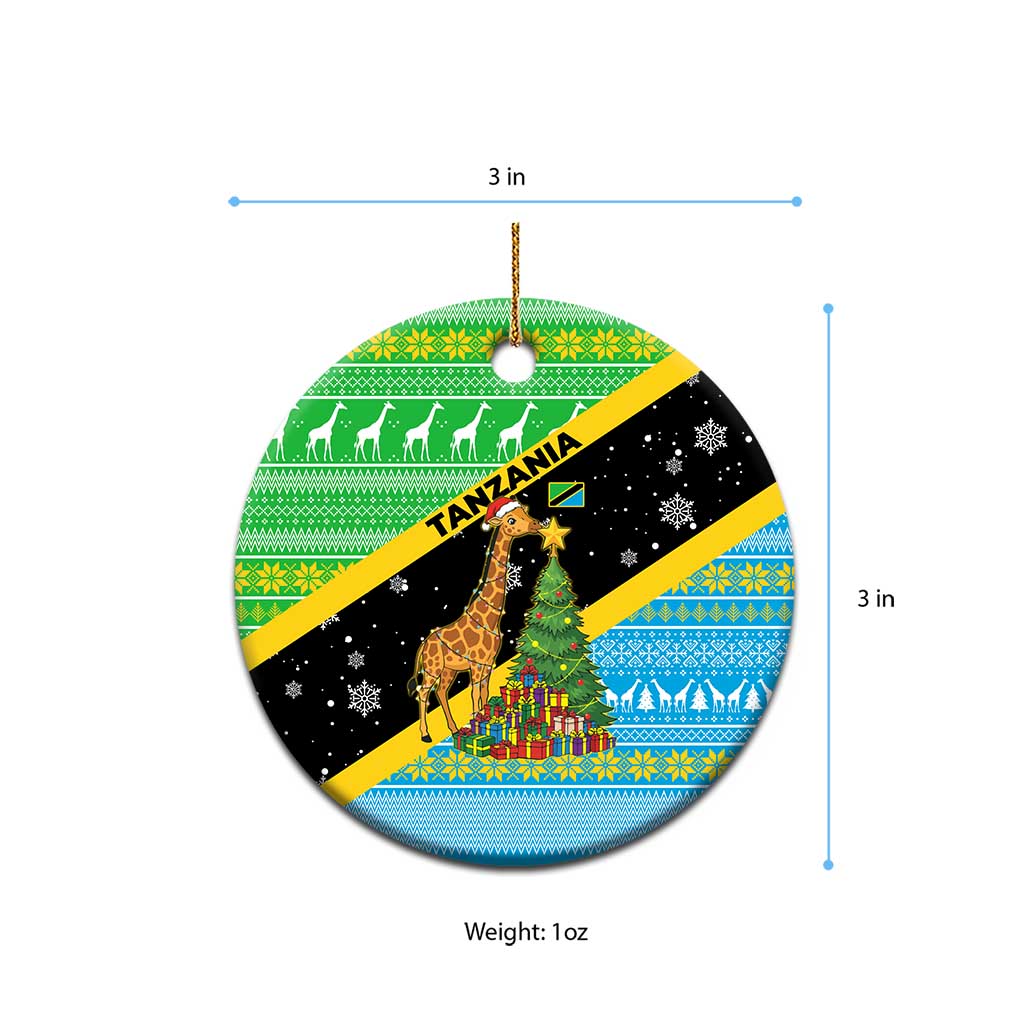 Tanzania Christmas Ceramic Ornament Giraffe Christmas Tree Snowflakes and Flag - African Pride