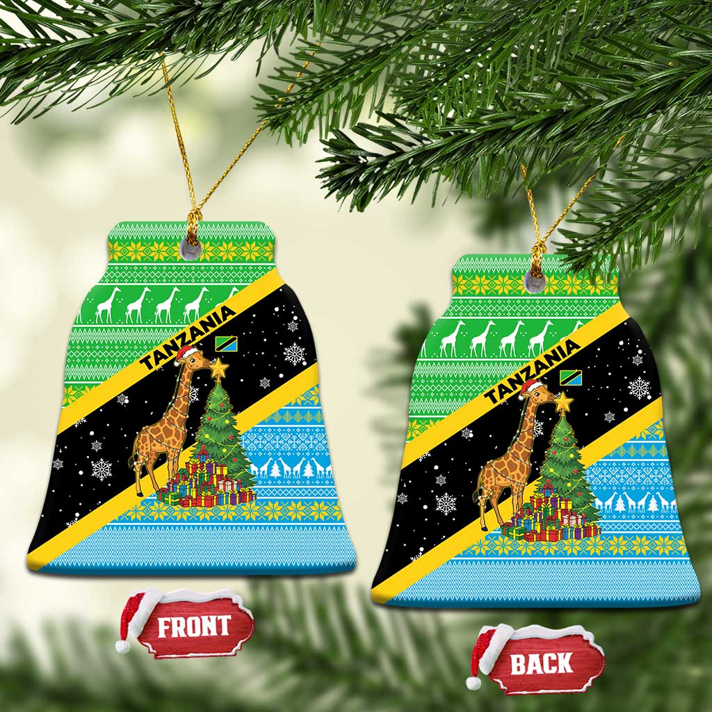 Tanzania Christmas Ceramic Ornament Giraffe Christmas Tree Snowflakes and Flag - African Pride