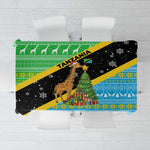 Tanzania Christmas Tablecloth Giraffe Christmas Tree Snowflakes and Flag - African Pride