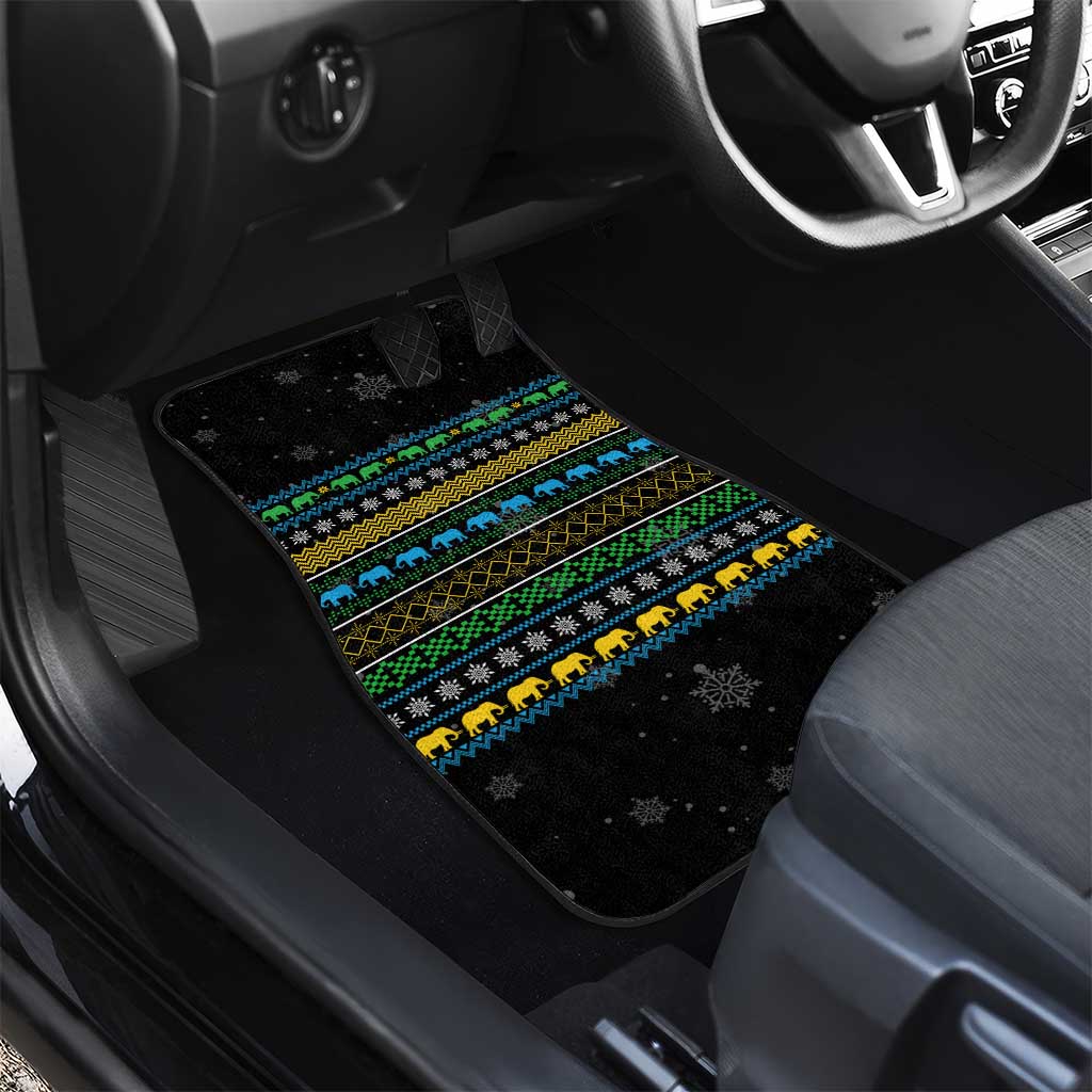 Tanzania Christmas Car Mats African Santa Riding Elephant Snowflakes - African Pride