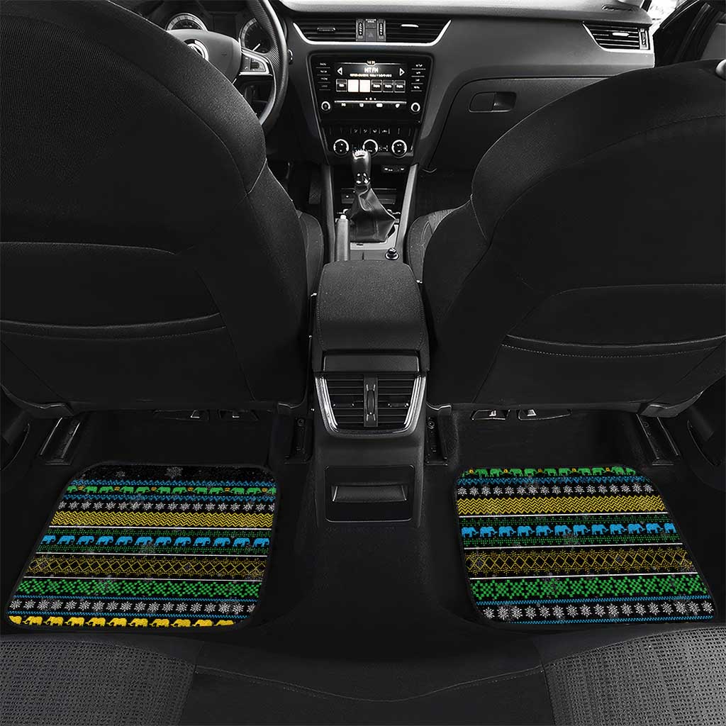 Tanzania Christmas Car Mats African Santa Riding Elephant Snowflakes - African Pride