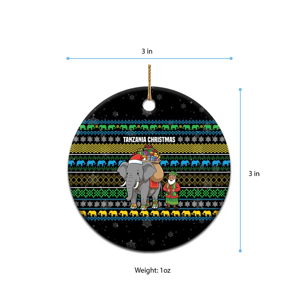Tanzania Christmas Ceramic Ornament African Santa Riding Elephant Snowflakes - African Pride
