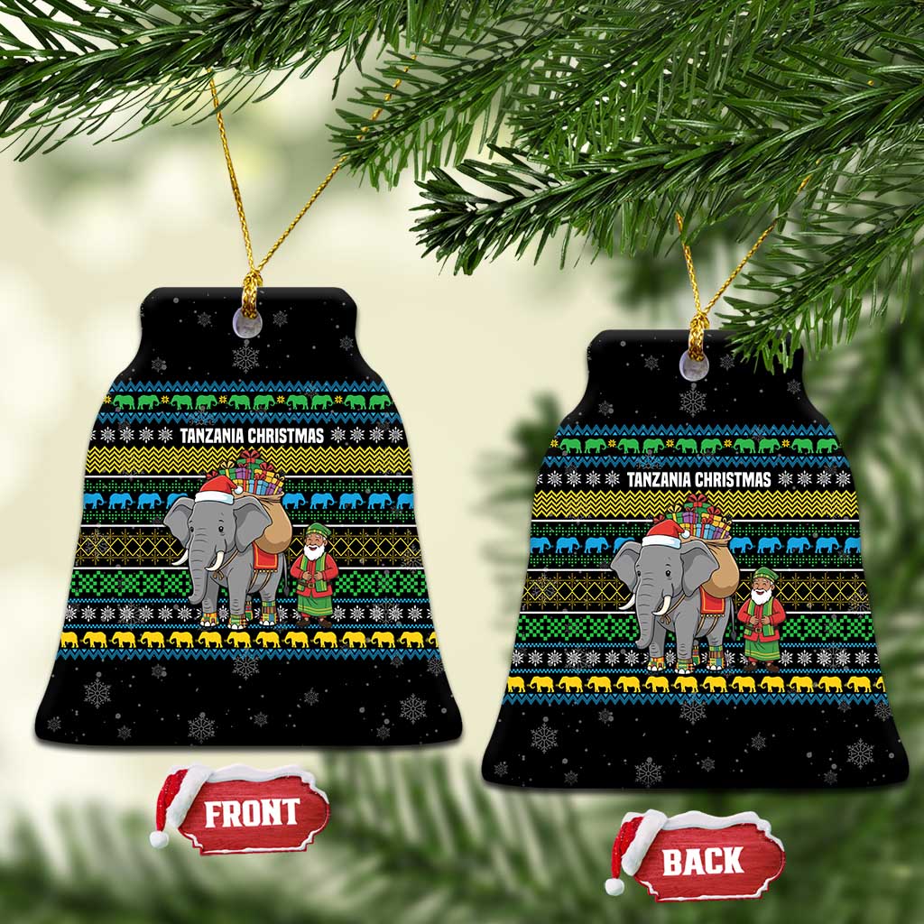 Tanzania Christmas Ceramic Ornament African Santa Riding Elephant Snowflakes - African Pride