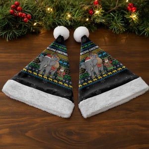 Tanzania Christmas Santa Hat African Santa Riding Elephant Snowflakes - African Pride