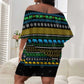 Tanzania Christmas Off Shoulder Short Dress African Santa Riding Elephant Snowflakes - African Pride