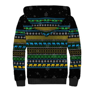 Tanzania Christmas Sherpa Hoodie African Santa Riding Elephant Snowflakes - African Pride