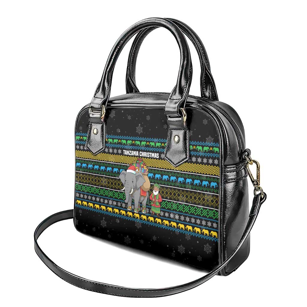 Tanzania Christmas Shoulder Handbag African Santa Riding Elephant Snowflakes - African Pride