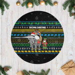 Tanzania Christmas Tree Skirt African Santa Riding Elephant Snowflakes - African Pride