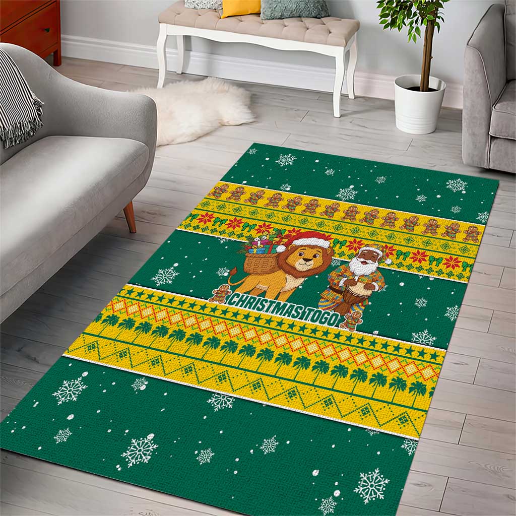 Togo Christmas Area Rug African Santa Lion Drummer Gingerbread - African Pride