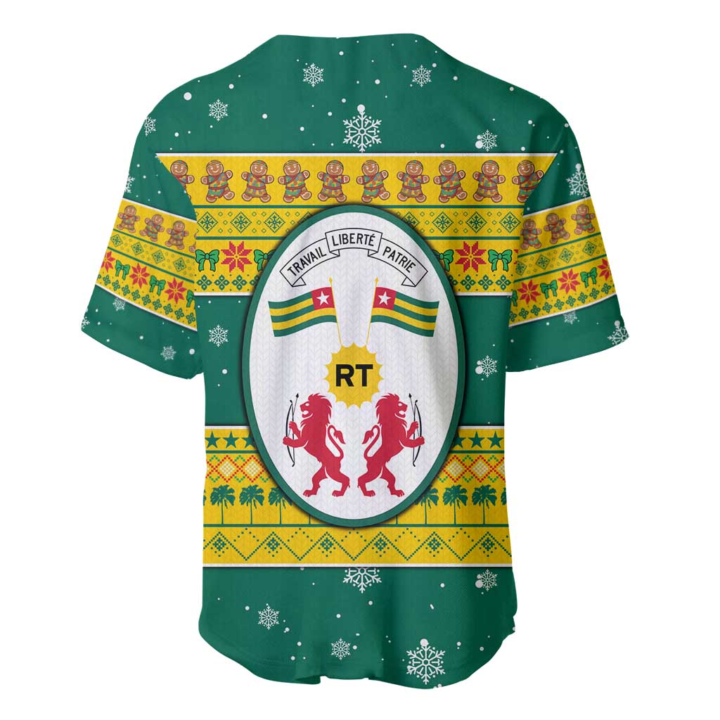 Togo Christmas Baseball Jersey African Santa Lion Drummer Gingerbread - African Pride