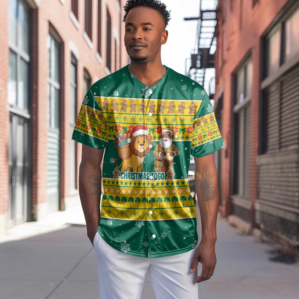 Togo Christmas Baseball Jersey African Santa Lion Drummer Gingerbread - African Pride