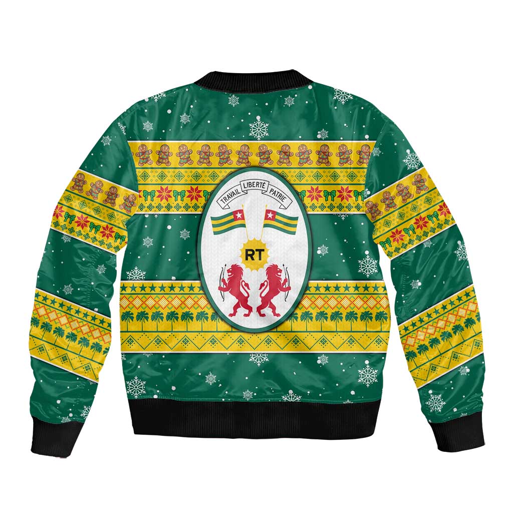 Togo Christmas Bomber Jacket African Santa Lion Drummer Gingerbread - African Pride