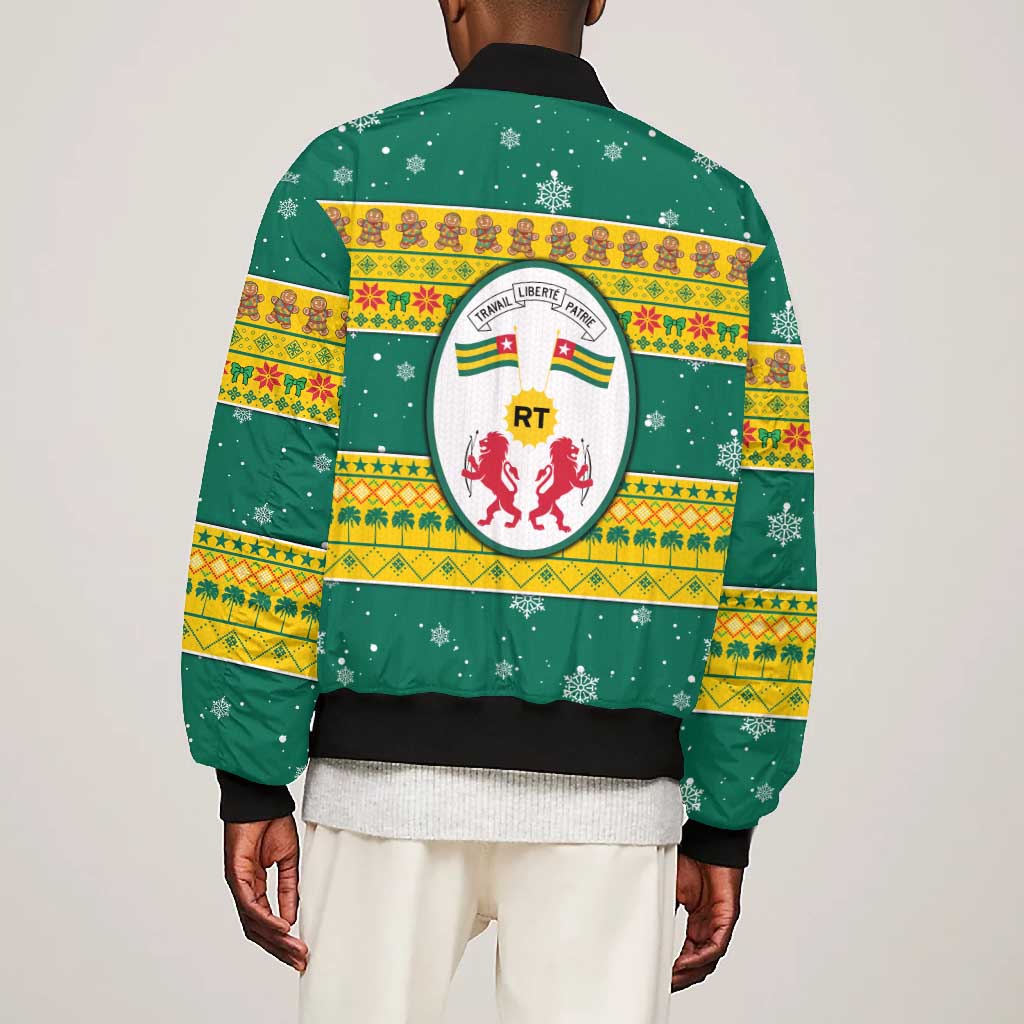 Togo Christmas Bomber Jacket African Santa Lion Drummer Gingerbread - African Pride