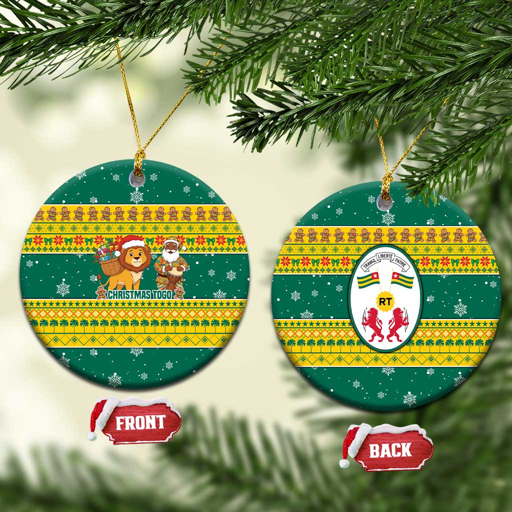Togo Christmas Ceramic Ornament African Santa Lion Drummer Gingerbread - African Pride