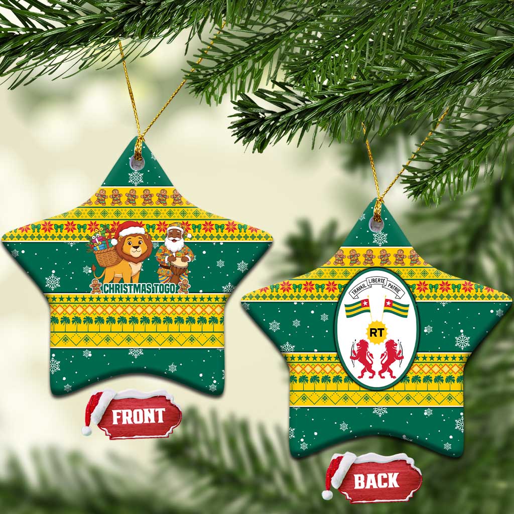 Togo Christmas Ceramic Ornament African Santa Lion Drummer Gingerbread - African Pride