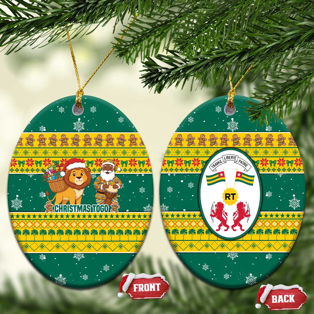 Togo Christmas Ceramic Ornament African Santa Lion Drummer Gingerbread - African Pride