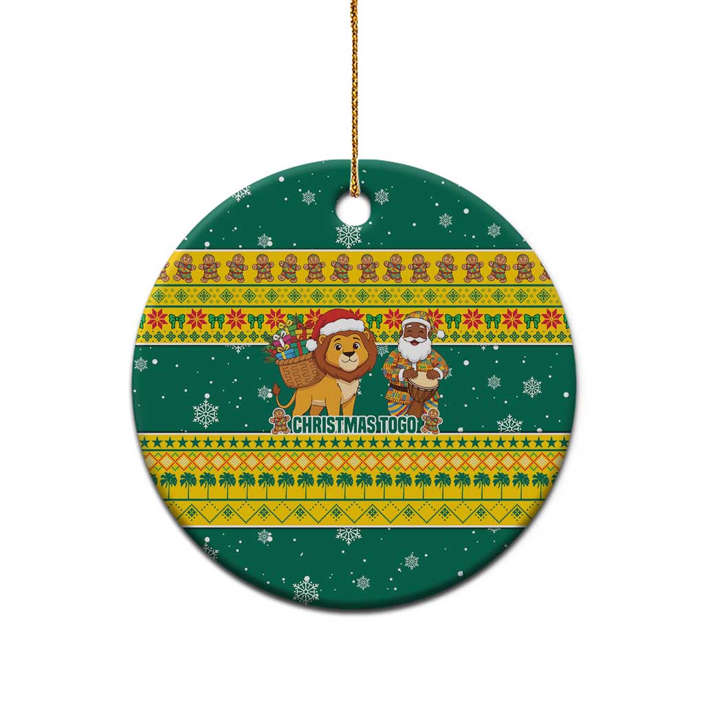 Togo Christmas Ceramic Ornament African Santa Lion Drummer Gingerbread - African Pride