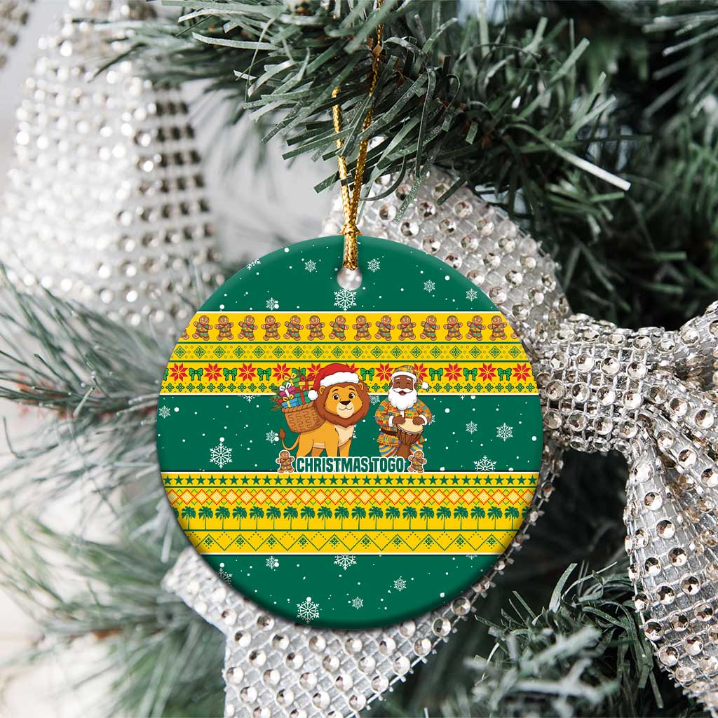 Togo Christmas Ceramic Ornament African Santa Lion Drummer Gingerbread - African Pride