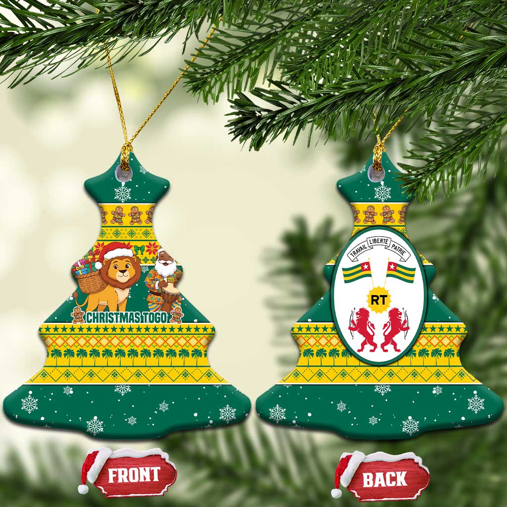 Togo Christmas Ceramic Ornament African Santa Lion Drummer Gingerbread - African Pride