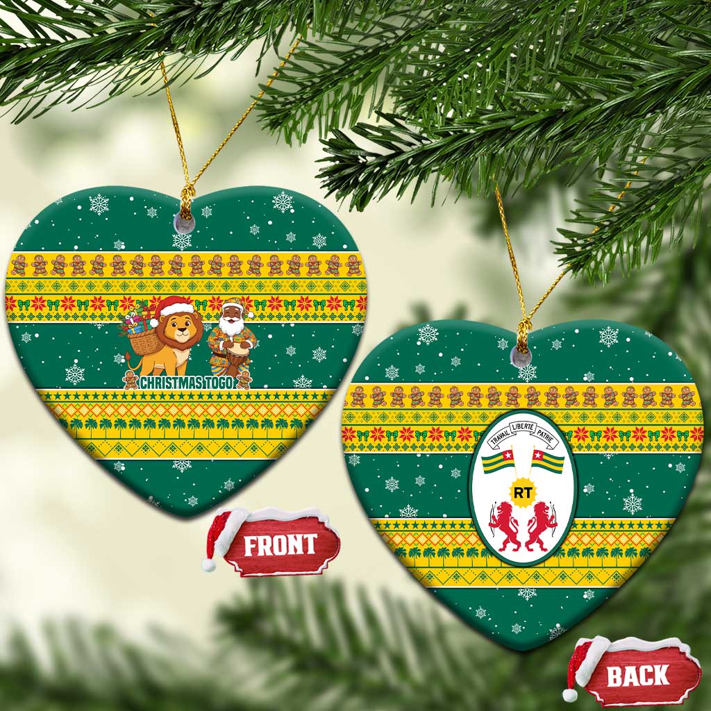 Togo Christmas Ceramic Ornament African Santa Lion Drummer Gingerbread - African Pride