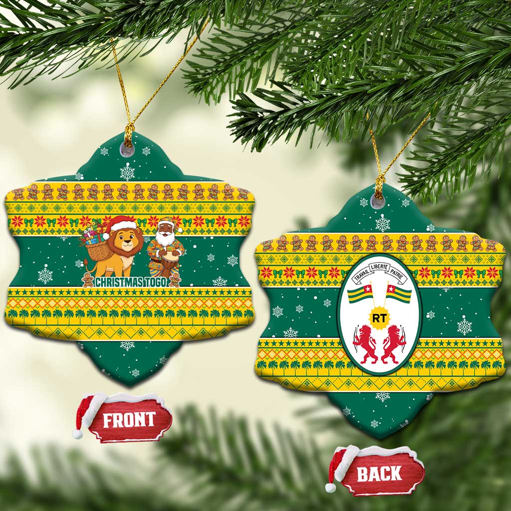 Togo Christmas Ceramic Ornament African Santa Lion Drummer Gingerbread - African Pride