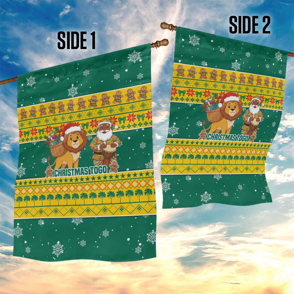 Togo Christmas Garden Flag African Santa Lion Drummer Gingerbread - African Pride