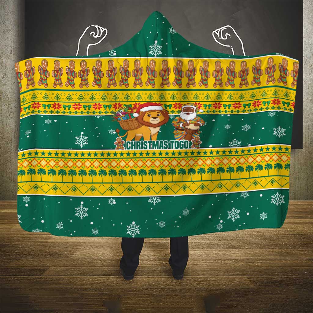 Togo Christmas Hooded Blanket African Santa Lion Drummer Gingerbread - African Pride