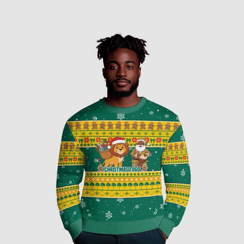 Togo Christmas Ugly Christmas Sweater African Santa Lion Drummer Gingerbread - African Pride