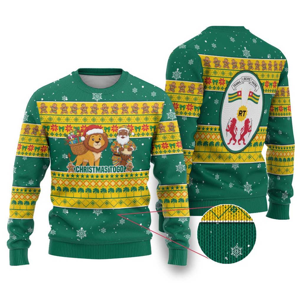 Togo Christmas Ugly Christmas Sweater African Santa Lion Drummer Gingerbread - African Pride
