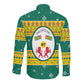 Togo Christmas Long Sleeve Button Shirt African Santa Lion Drummer Gingerbread - African Pride