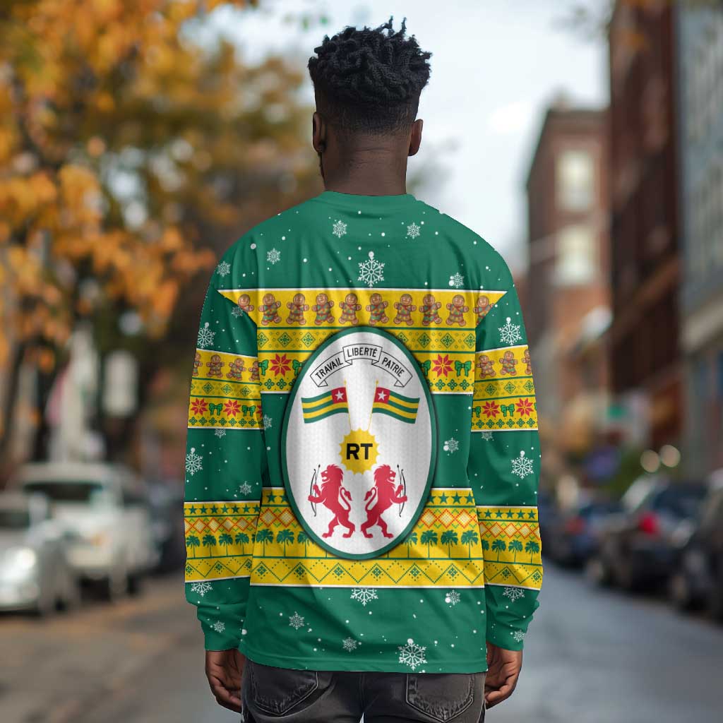 Togo Christmas Long Sleeve Shirt African Santa Lion Drummer Gingerbread - African Pride