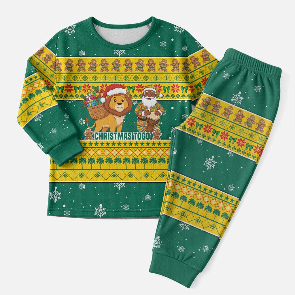 Togo Christmas Pajama Set African Santa Lion Drummer Gingerbread - African Pride