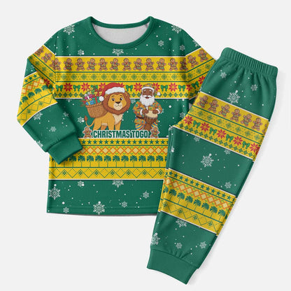 Togo Christmas Pajama Set African Santa Lion Drummer Gingerbread - African Pride