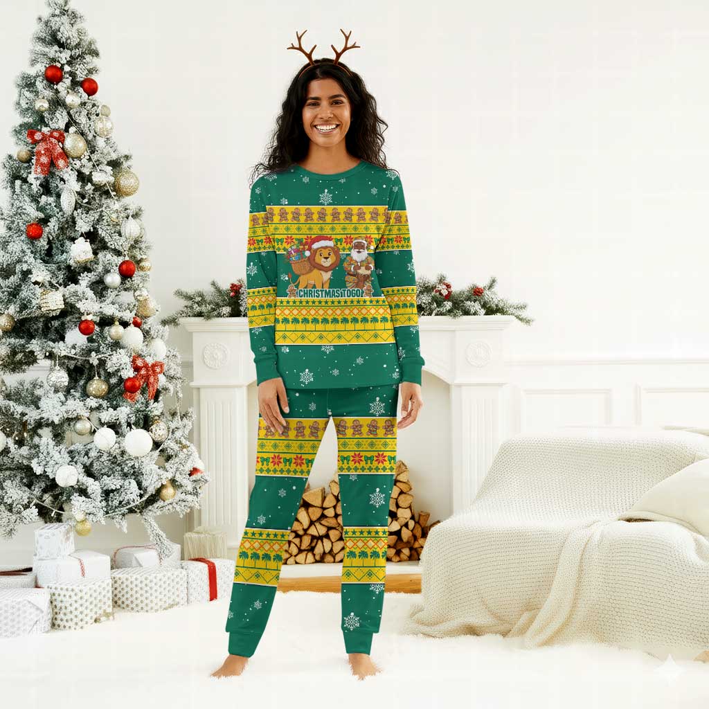 Togo Christmas Pajama Set African Santa Lion Drummer Gingerbread - African Pride