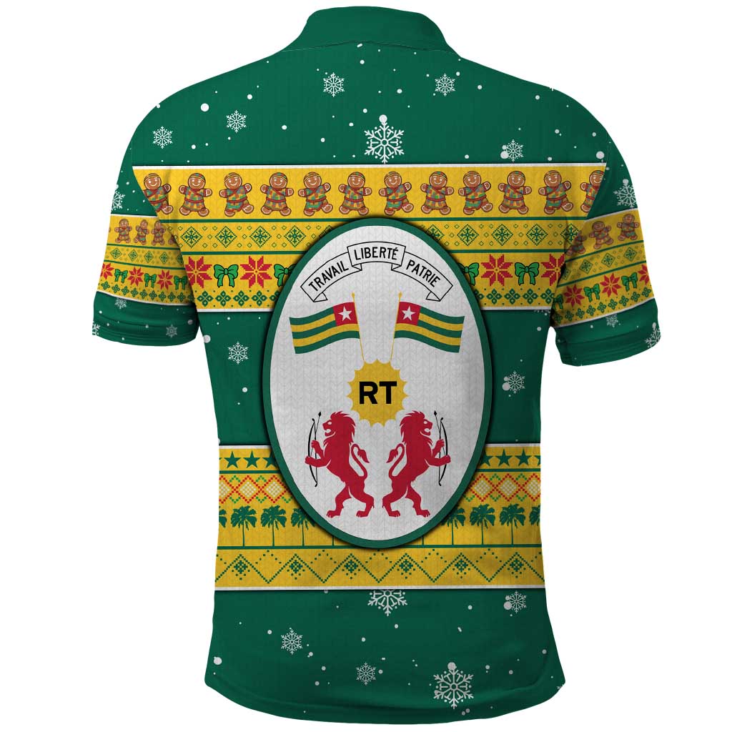 Togo Christmas Polo Shirt African Santa Lion Drummer Gingerbread - African Pride