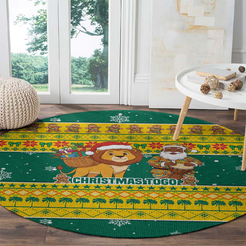 Togo Christmas Round Carpet African Santa Lion Drummer Gingerbread - African Pride
