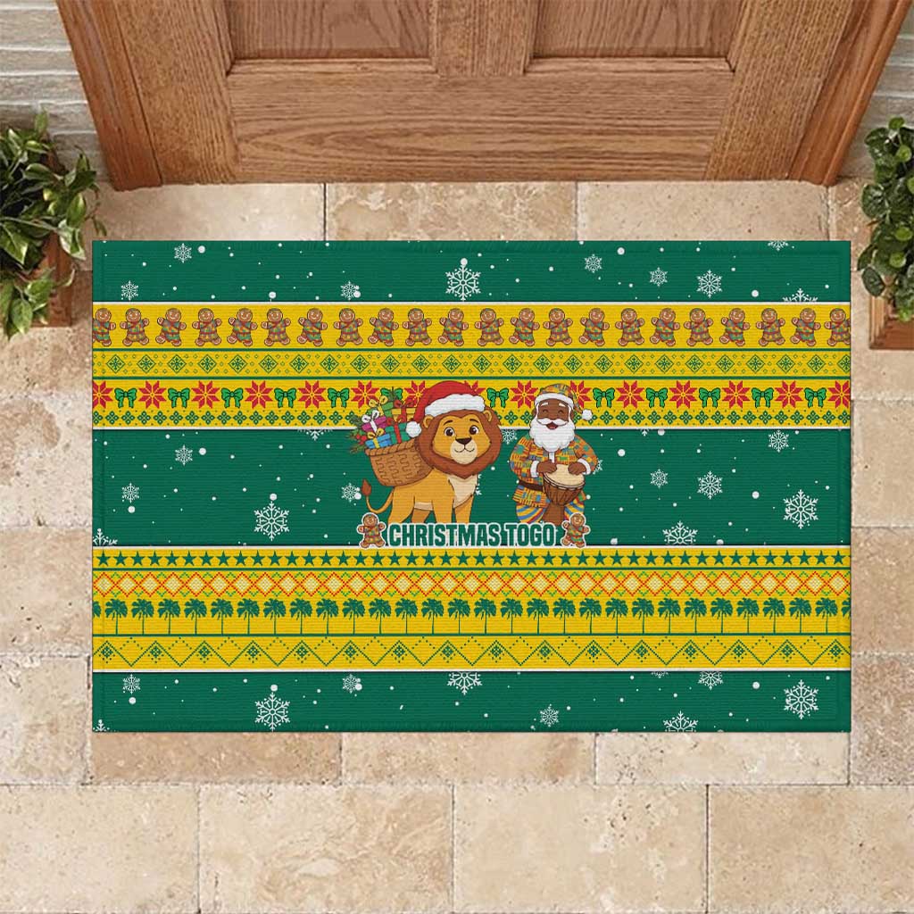 Togo Christmas Rubber Doormat African Santa Lion Drummer Gingerbread - African Pride