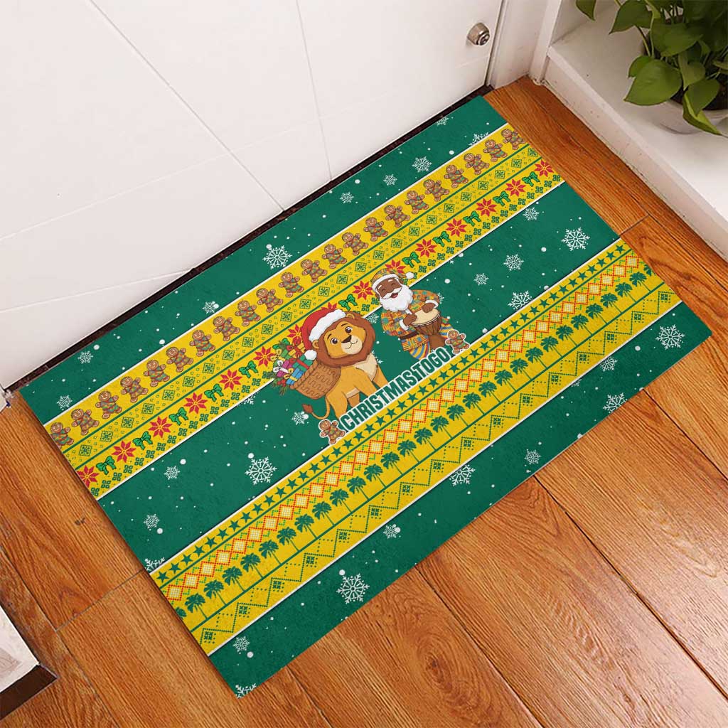Togo Christmas Rubber Doormat African Santa Lion Drummer Gingerbread - African Pride