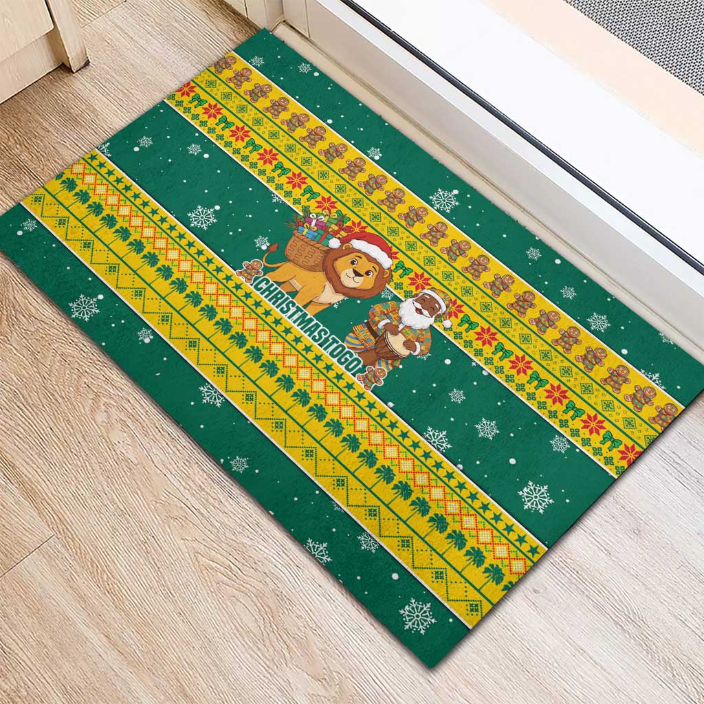 Togo Christmas Rubber Doormat African Santa Lion Drummer Gingerbread - African Pride
