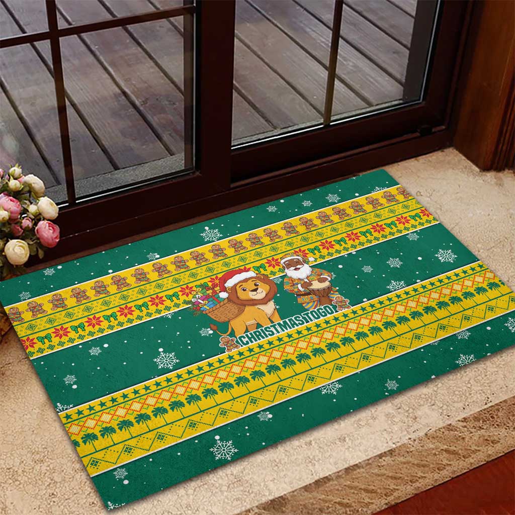 Togo Christmas Rubber Doormat African Santa Lion Drummer Gingerbread - African Pride