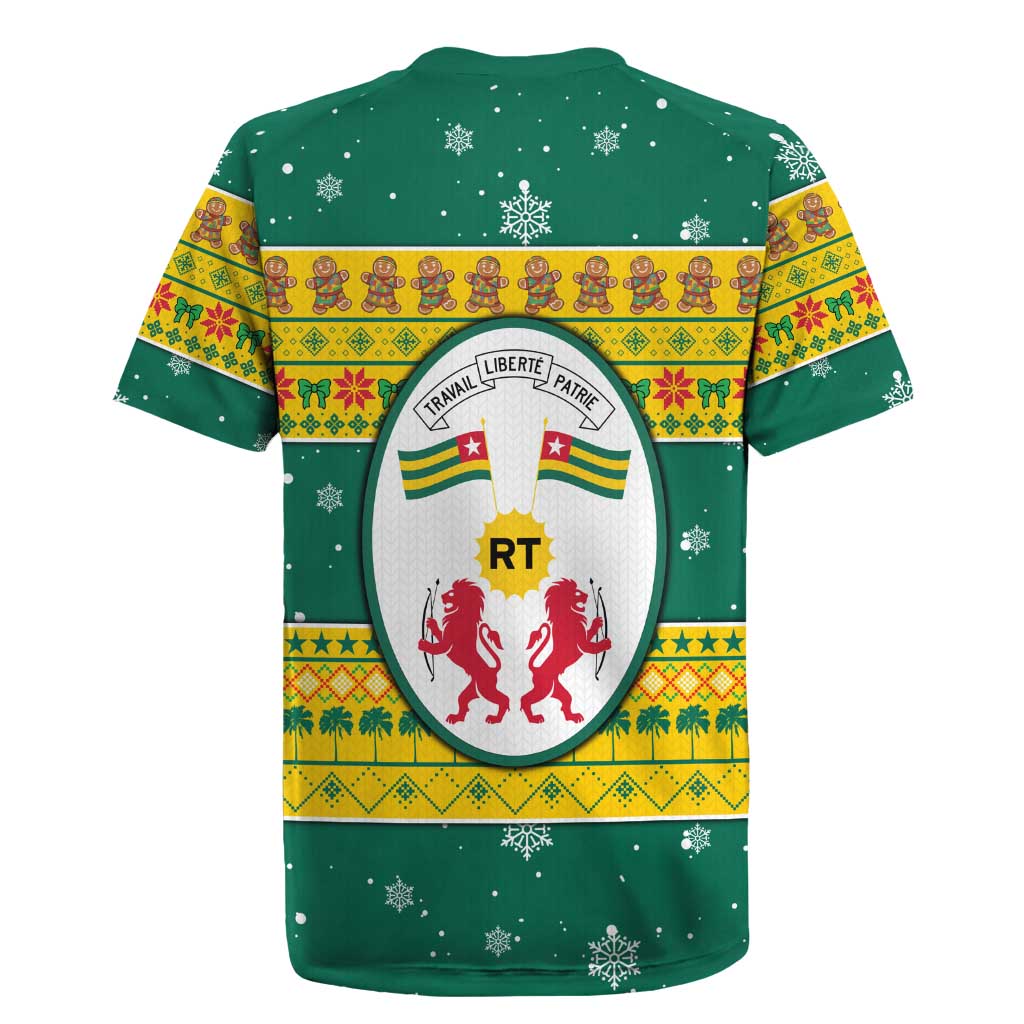 Togo Christmas Rugby Jersey African Santa Lion Drummer Gingerbread - African Pride