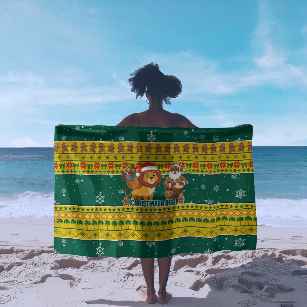 Togo Christmas Sarong African Santa Lion Drummer Gingerbread - African Pride