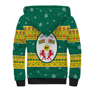 Togo Christmas Sherpa Hoodie African Santa Lion Drummer Gingerbread - African Pride