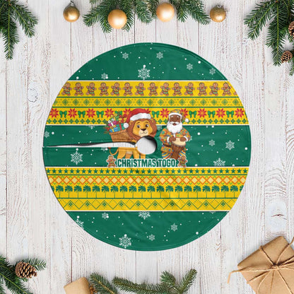 Togo Christmas Tree Skirt African Santa Lion Drummer Gingerbread - African Pride