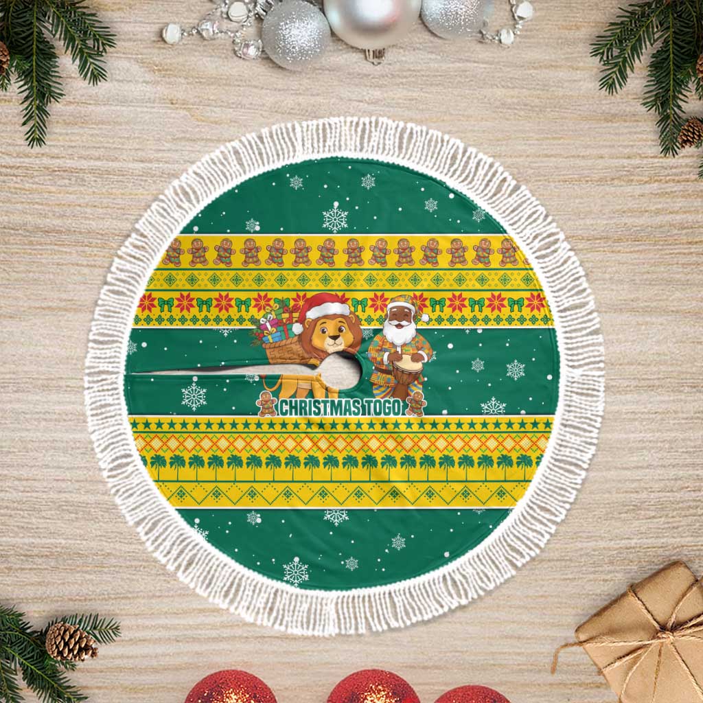 Togo Christmas Tree Skirt African Santa Lion Drummer Gingerbread - African Pride
