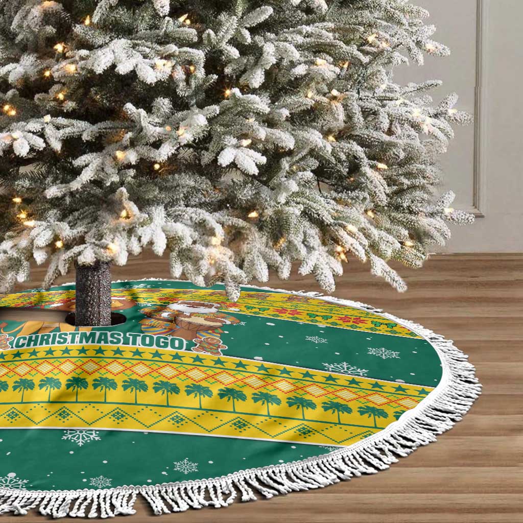 Togo Christmas Tree Skirt African Santa Lion Drummer Gingerbread - African Pride