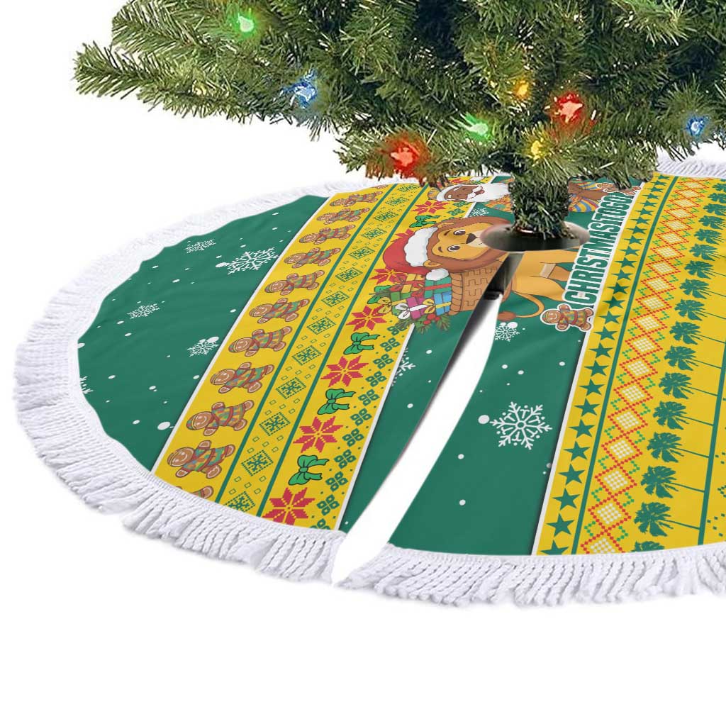 Togo Christmas Tree Skirt African Santa Lion Drummer Gingerbread - African Pride