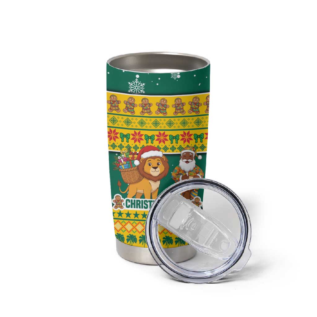 Togo Christmas Tumbler Cup African Santa Lion Drummer Gingerbread - African Pride