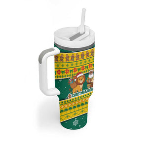 Togo Christmas Tumbler With Handle African Santa Lion Drummer Gingerbread - African Pride